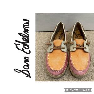 Sam Edelman Sebastian pink and orange boat shoes